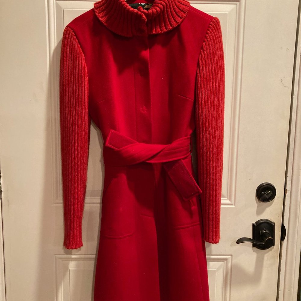 Long Red Dolce & Gabbana Wool Coat - Picture 2 of 6